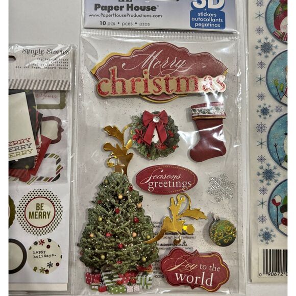 Christmas Stickers Rub Ons Die Cuts Buttons Snowman Winter Lot of 16 NEW - Picture 4 of 13